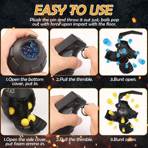 Toy-Hand Grenade for CS Battle Game, 9 Foam Ammo Tactical CS-Grenade Toys for Outdoor Team Sport, Age 14 and Up