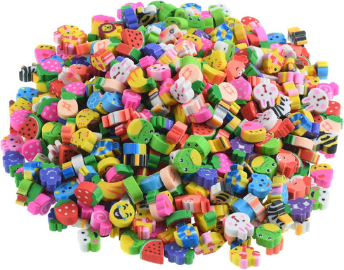 300PCS Mini Fun Erasers for Kids Bulk, Cute Assorted Novelty Pencil Erasers for Party Favors and School Prizes