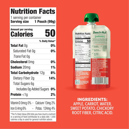 Pack, 3.5 oz (18 Pack) Beech-Nut Baby & Toddler Food Pouches Variety Protein & Fiber/Iron & Zinc/Prebiotic Fiber Fruit
