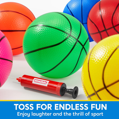 SYNCFUN 6 PCS Mini Basketballs, 5 inches Colorful Inflatable Rubber Balls for Basketball Hoop, Sports Toys Gift