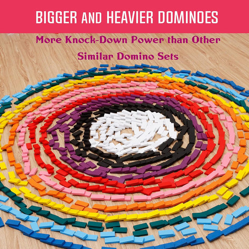 1200 Piece Dominoes Set for Kids - Colorful Wood Domino Tiles for Building, Stacking, Racing & Educational Play