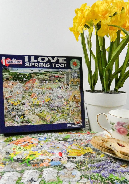 1000 Piece Jigsaw Puzzle - I Love Spring in a British Village by Mike Jupp, Size 26 x 20 inches