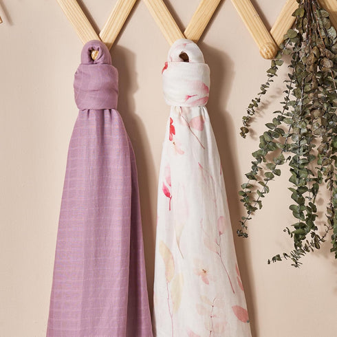 Red & Purple Muslin Swaddle Blanket for Infants