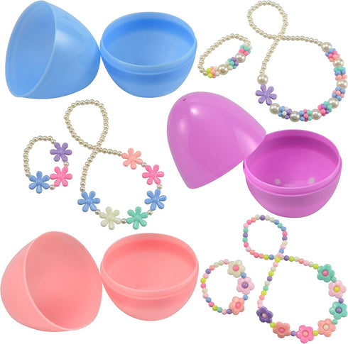 12 Pack Set JOYIN Prefilled Easter Eggs with Jewelry Toys, Different Designs of Necklaces and Bracelets Girls Jewelry
