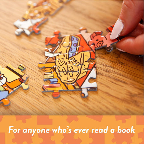 Big Potato Mayhem in The Library - 1000 Piece Jigsaw Puzzle for Adults Filled with 101 Riddles