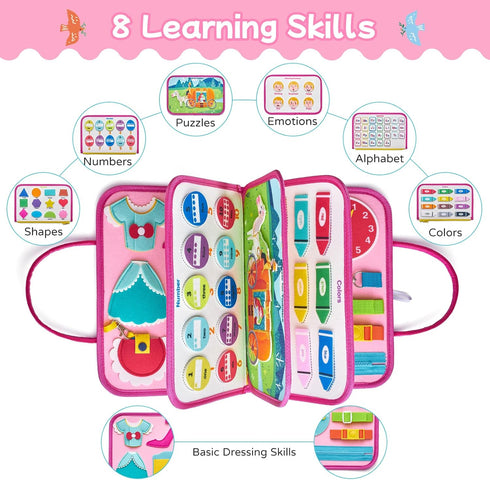 1 2 3 4, 3 4 Freebear Busy Board Toddler Travel Toys Quiet Book Sensory Board for Toddlers Montessori Educational Toys