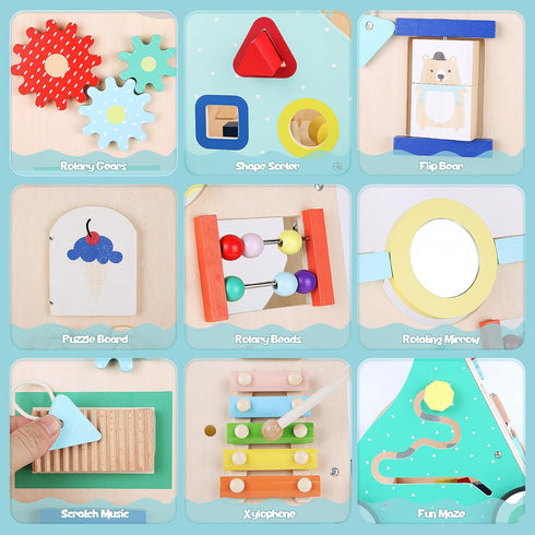 Asweets Wooden Baby Walker Push and Pull Learning Activity Walker Kids Activity Toy Multiple Activities Center Develops