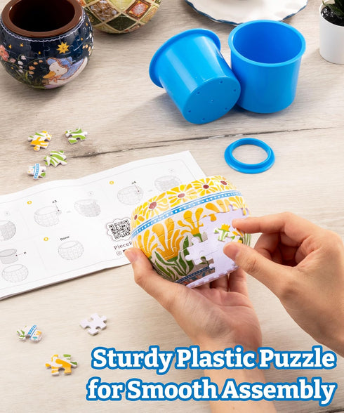 3D Puzzle Planter 80 Pieces - Flower Pot for Bird of Paradise, Home Decor for Indoor Cactus and Succulents