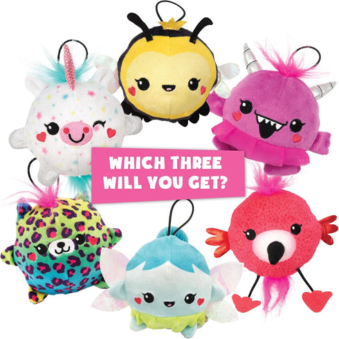 Plush Crush Series 3 Puzzle Ball (3-Pack), Surprise Collectible Character Bouncy Ball Plush Toy by Scentco