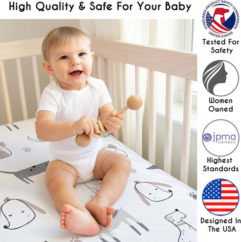 2-Piece Set Sweet Jojo Designs Baby Crib Sheets (Puppy Dogs) for Boys or Girls, Infant Nursery, Toddler Room - Standard