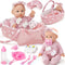 Golray 12" Soft Baby Doll Set with Accessories Bassinet Carrier, 13 Pcs