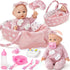 Golray 12" Soft Baby Doll Set with Accessories Bassinet Carrier, 13 Pcs