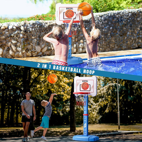 Toddler Basketball Hoop Indoor for Kids, Adjustable Height Poolside Mini Basketball Goal with 3 Balls