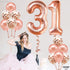 KatchOn Rose Gold 31 Balloons Pack of 12, 40 Inch Birthday Decorations for Women with Confetti Balloons
