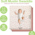 100% 3 Pack 38x40 Inch) Organic Cotton Muslin Baby Blanket - Breathable Swaddle, Hypoallergenic Double-Layer, Versatile