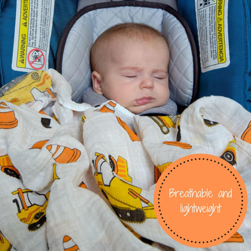 100% 47 47 Inches LollyBanks Muslin Swaddle Blanket, Muslin Cotton Baby Blankets for Boys, X Newborn Receiving Blanket