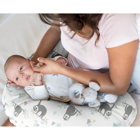 Sweet Jojo Designs Blue Jungle Sloth Nursing Pillow Cover Breastfeeding Pillowcase for Newborn Infant Bottle Breast