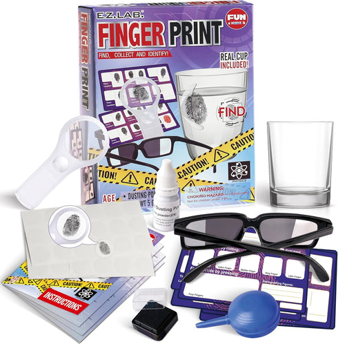 Fingerprint Kit for Kids Ages 8-12, FunKidz Detective Spy Gear STEM Science Project with Crime Scene Investigations