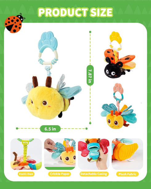 0-6-12-24 Tummy Jollybaby Musical Flying Ladybug Toy - Car Seat, Stroller, Crib & Play Gym Hanging Toys for Baby