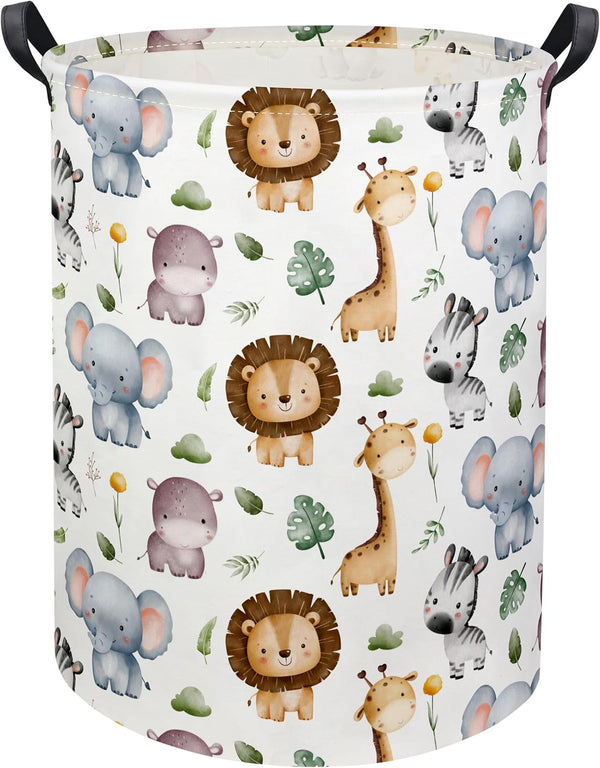 HIYAGON Baby Laundry Hamper Basket for Nursery, Cute Kids Toys Storage Bin Organizer, Animal Room Decor (Animal)