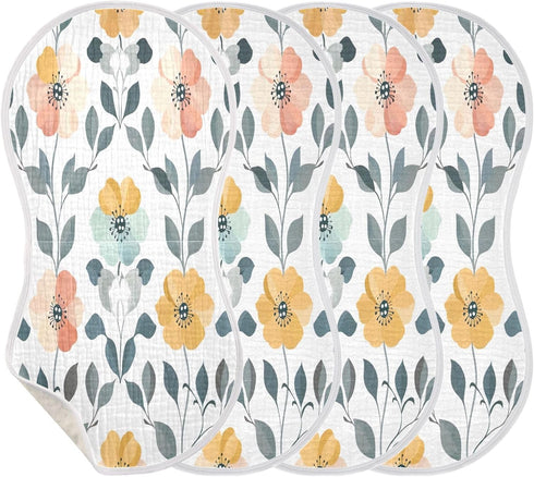 YETTASBIN Flower Muslin Baby Burp Cloth, Super Soft Absorbent Cotton Burp Rag Baby Bibs Feeding Cloth for Newborn Boys