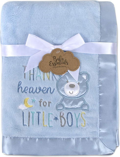 30x40 Cozy Baby Nursery Blanket with Satin Trim - Blue for All Babies