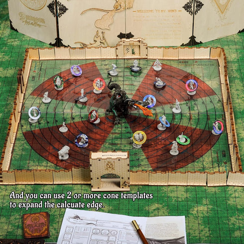 Cone Spell AOE Template Acrylic Damage Markers for Tabletop Game Map Measure Tool, DM Accessories for D&D, TTRPGs