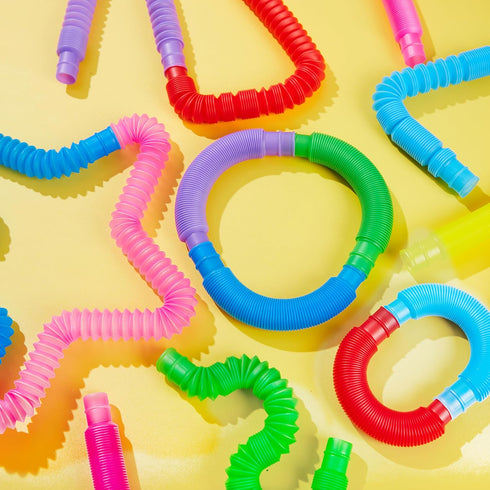 JOYIN 18 Pack Pop Tubes, Sensory Fidget Toys for Party Favors - Connectable and Extendable for Stress Relief
