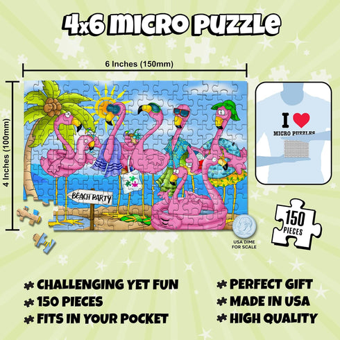 MicroPuzzles “Vacation Birds” 2-Pack, Collectors Edition 1 - Mini Jigsaw Puzzles, 150 Pieces, 4 x 6 Inch Twin Pack
