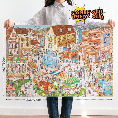 1000 Piece Puzzle for Adults, MOMIBOOK Jigsaw Puzzles of Vintage Village Town, Painting Image Funny Puzzle for Women, Relieve Stress, Prevent Senile Dementia, Improve Collaboration Skills