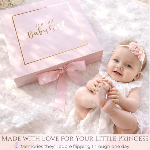 Set Album 5 Luxury Baby Girl Memory Book Keepsake Journal & Milestone from Pregnancy to Age with Premium Gift Box