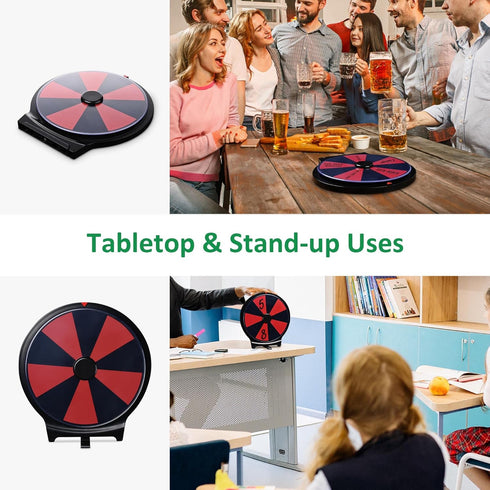 WinSpin 10" Double Sided Prize Wheel - Desktop Stand, Dry Erase, 10 Slots for Pub, Party, Home Game