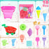 Meaicezli Summer 3-5 Beach Toys, Ice Cream Sand Toys with Collapsible Beach Bucket, Ice Cream Scoop and Cart, Sand