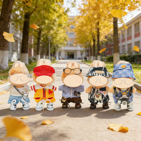 Gtsrlp 5-Set 5 5 Cool Boy Clothes Bundle for Doll, Includes Mini Hangs, Large Clear Display Bag with Strap Keychain