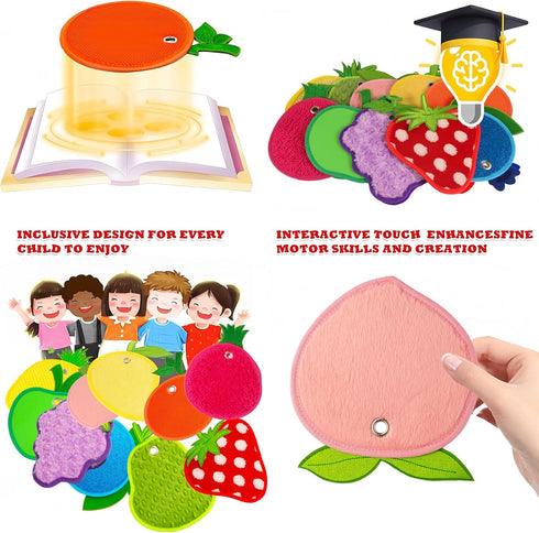 FITLZL 10 Sensory Mats, Fruit Shaped, Assorted Textured Sensory Tiles for Kids and Autistic Children, Sensory Toys