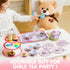 35Pcs Set Set, 3 4 5 6 JOYIN Unicorn Tea Party for Little Girls, Pretend Tin Teapot Princess Tea Time Play Kitchen Toy