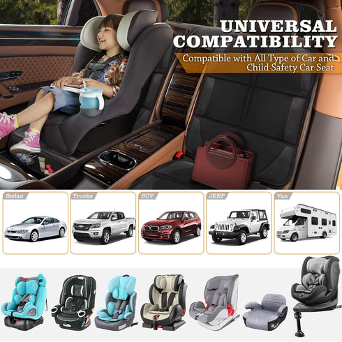 Car Seat Protector, 2 Pack, Thickest Padded 600D Fabric, Waterproof, Durable, Anti Slip Backing for Child Seat