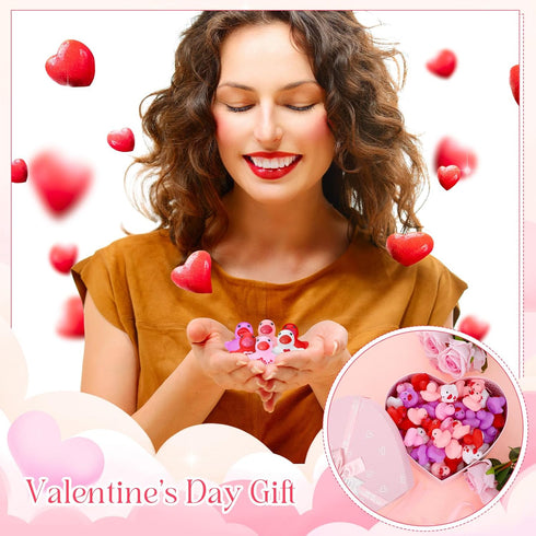 25 1.57 Inch Junkin Pcs Valentine Mini Rubber Ducks Small Rubber Ducks in Bulk Festive Duckies Heart for Birthday Party