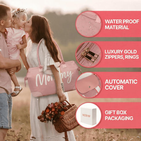 Mommy Mommy's Bag Bundle for Hospital - Large Capacity Waterproof Diaper Bag with Treasures Pouch & Strap - Travel