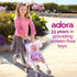 3+ Adora Baby Doll Stroller with Umbrella Shade & Ruffle Trim, Adjustable Sun Cover and Doll Accessory Storage