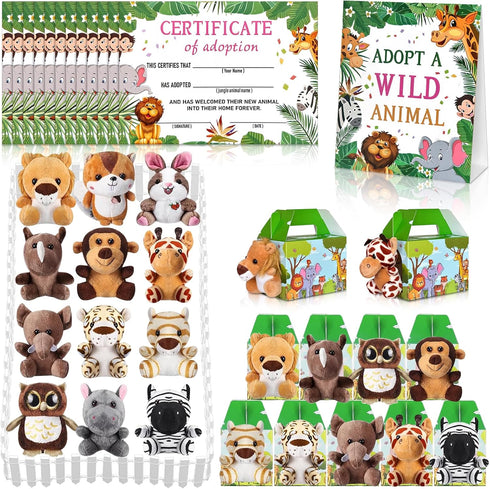 Jiytivity 38 Pcs Safari Jungle Party Favors Include 12 Foldable Paper Boxes 12