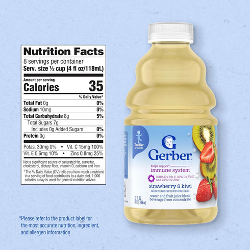32 Oz. (Pack 4) Gerber Graduates Fruit Splashers Juice, Strawberry Kiwi Fl.