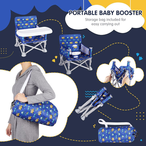 6-36 Portable Baby Chair, Folding Booster Seat with Tray for Dining Table Compact Camping Chair for Lawn Beach Travel