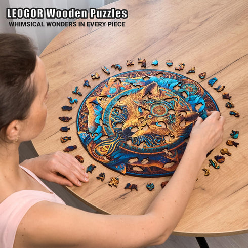 LEOGOR Wooden Jigsaw Puzzle for Adults, Wolf Enchantment (350 Piece, Large, 15 x 14.8 in) Nature Inspired