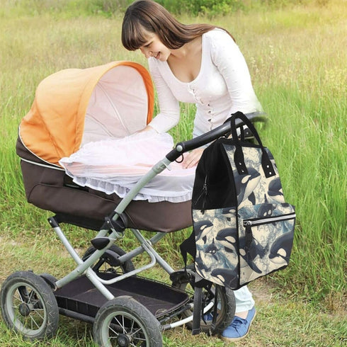 ZSUUGJ Backpack Killer Whale Printed Diaper Bag Baby Bag Multi Function Baby Changing Bags For Travel