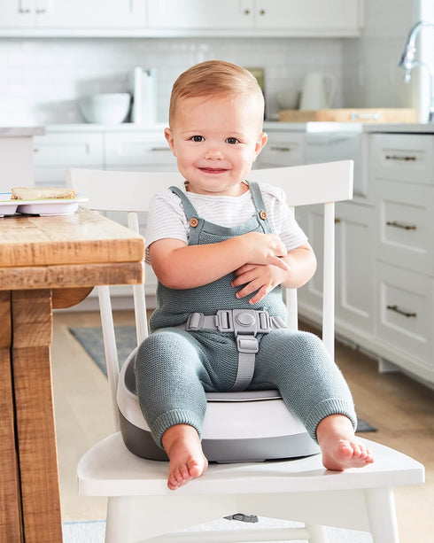Sleek Grey/White Booster Seat for Dining Tables