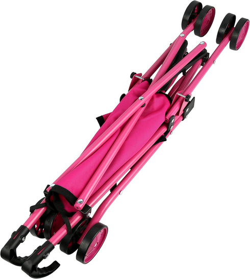 Precious Toys Hot Pink Baby Doll Stroller, Swivelling Wheels, Toy Stroller for Girls 2 Years & Older