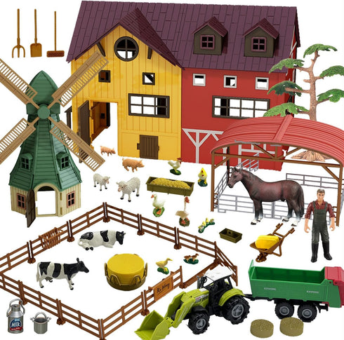 Peagprav Farm Animals Figurines Toys -140 pcs Toy Set Barn Toy Horse