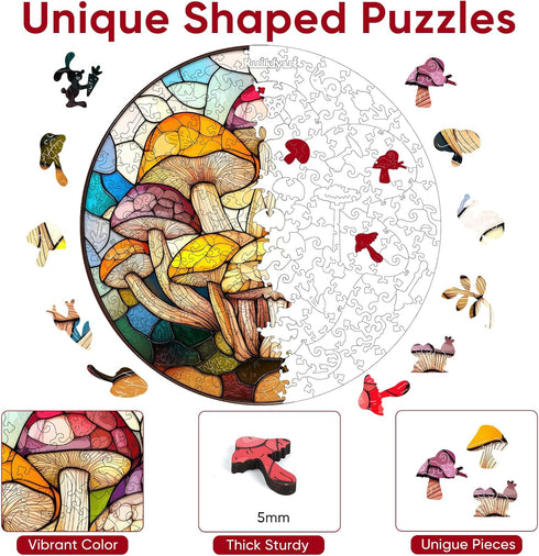 500 (16.5" *16.5") Ruikiyart Piece Puzzles for Adults,Mushroom Wooden Puzzles, Plant Unique Shaped Jigsaw Puzzle Puzzle