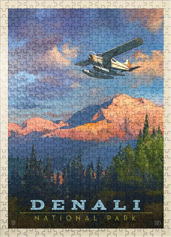 MyPuzzle Denali National Park: Back Country Vintage Poster - Premium 500 Piece Jigsaw Puzzle for Adults